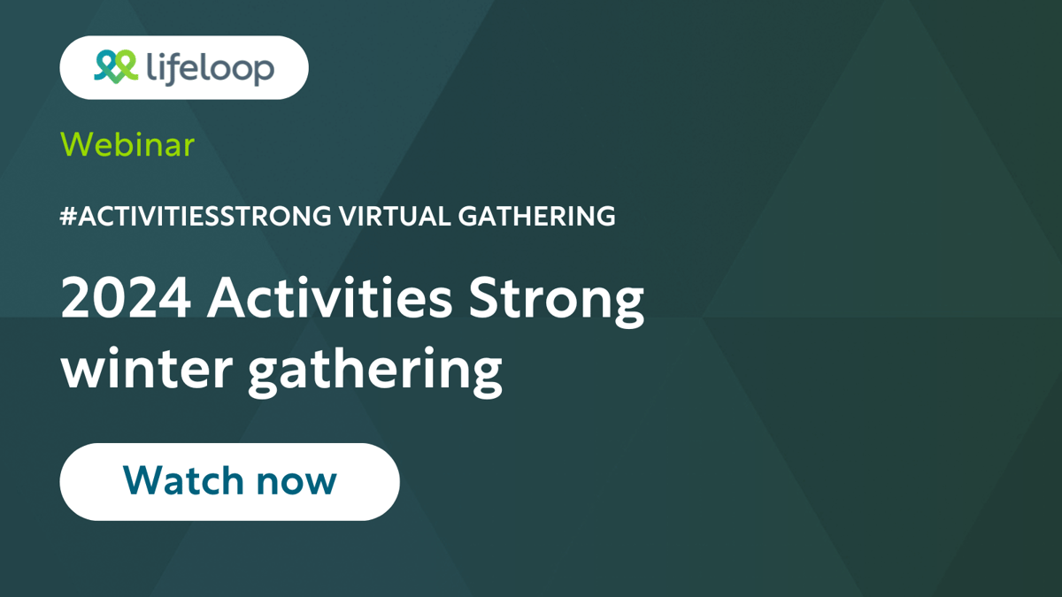2024 Activities Strong Winter Gathering in white text on dark green background with white 'watch now' button