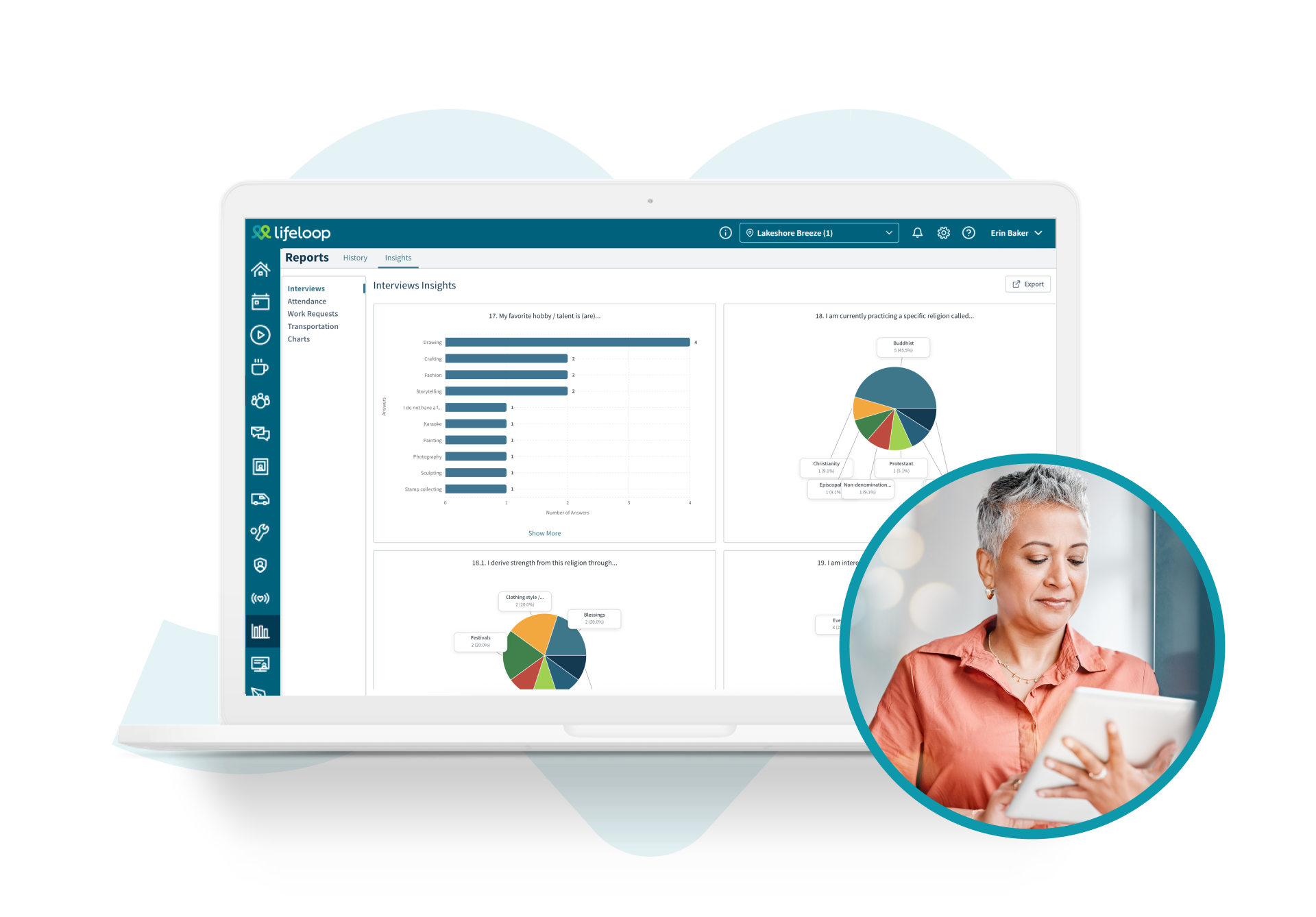 Laptop showing resident interview insights