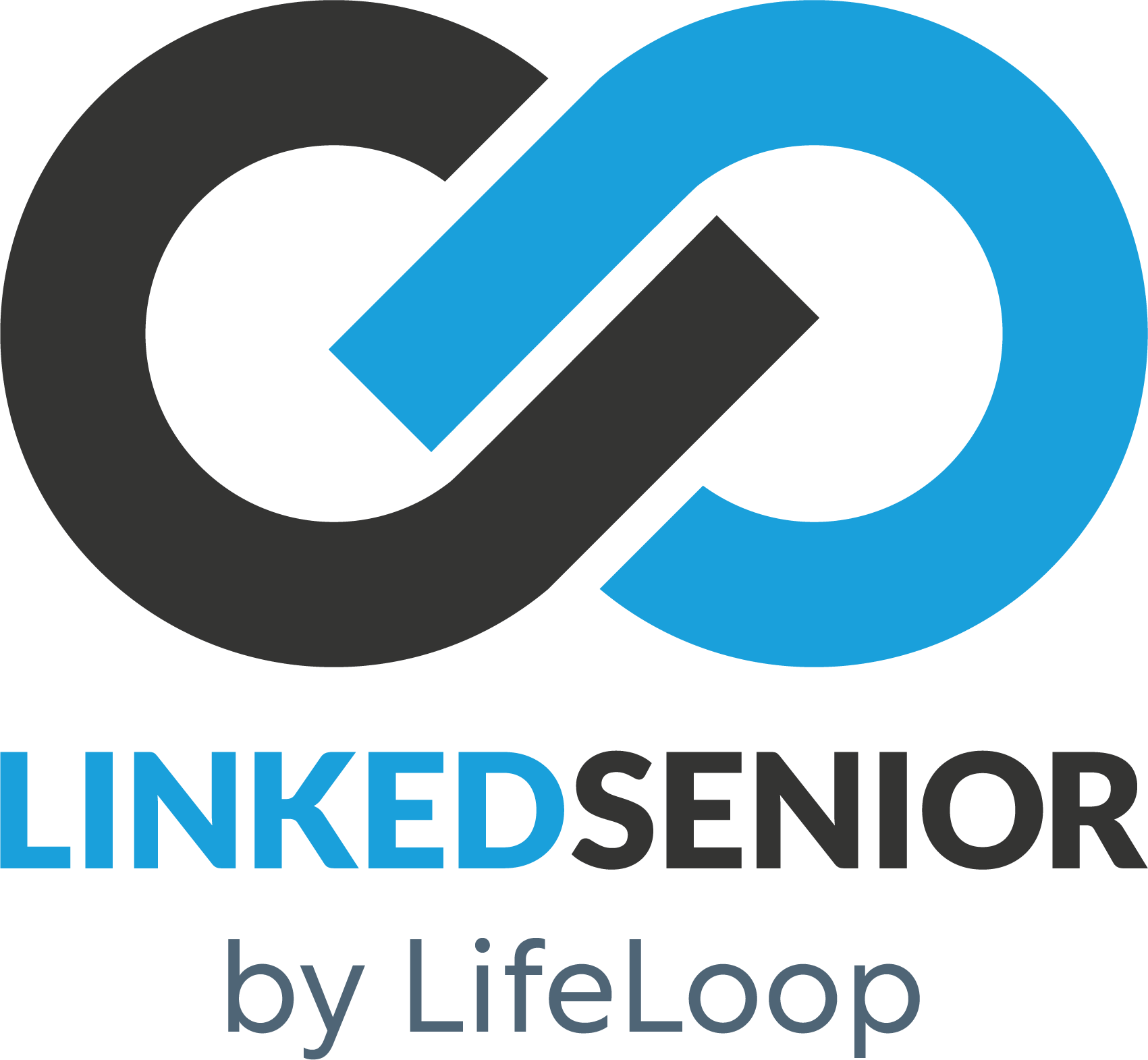 Medium blue and black Linked Senior by LifeLoop logo